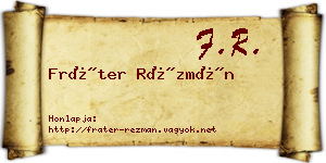 Fráter Rézmán névjegykártya